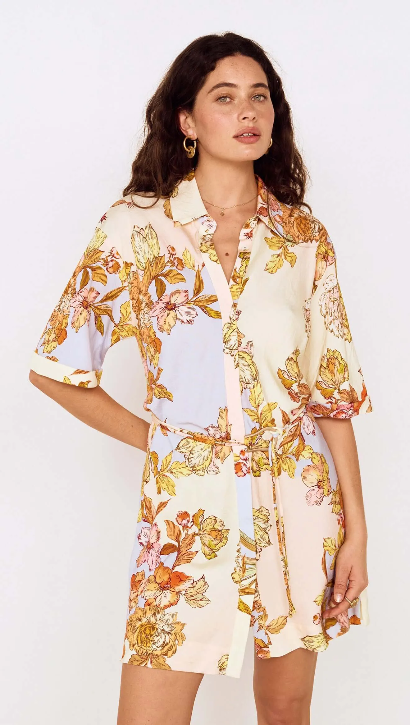 Pastel Floral Mini Shirt Dress sold by MINKPINK