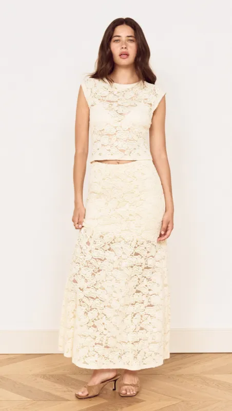 Cream Cotton Lace Maxi Skirt made by MINKPINK