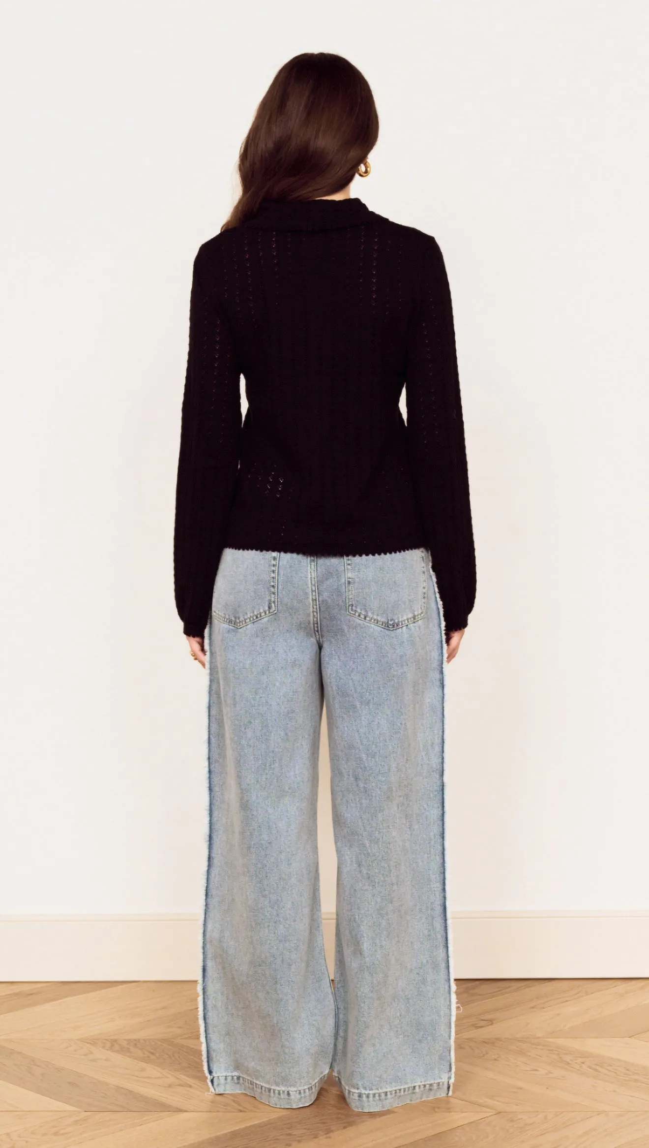 Black Scallop Edge Pointelle Cardigan sold by MINKPINK product image thumbnail 4