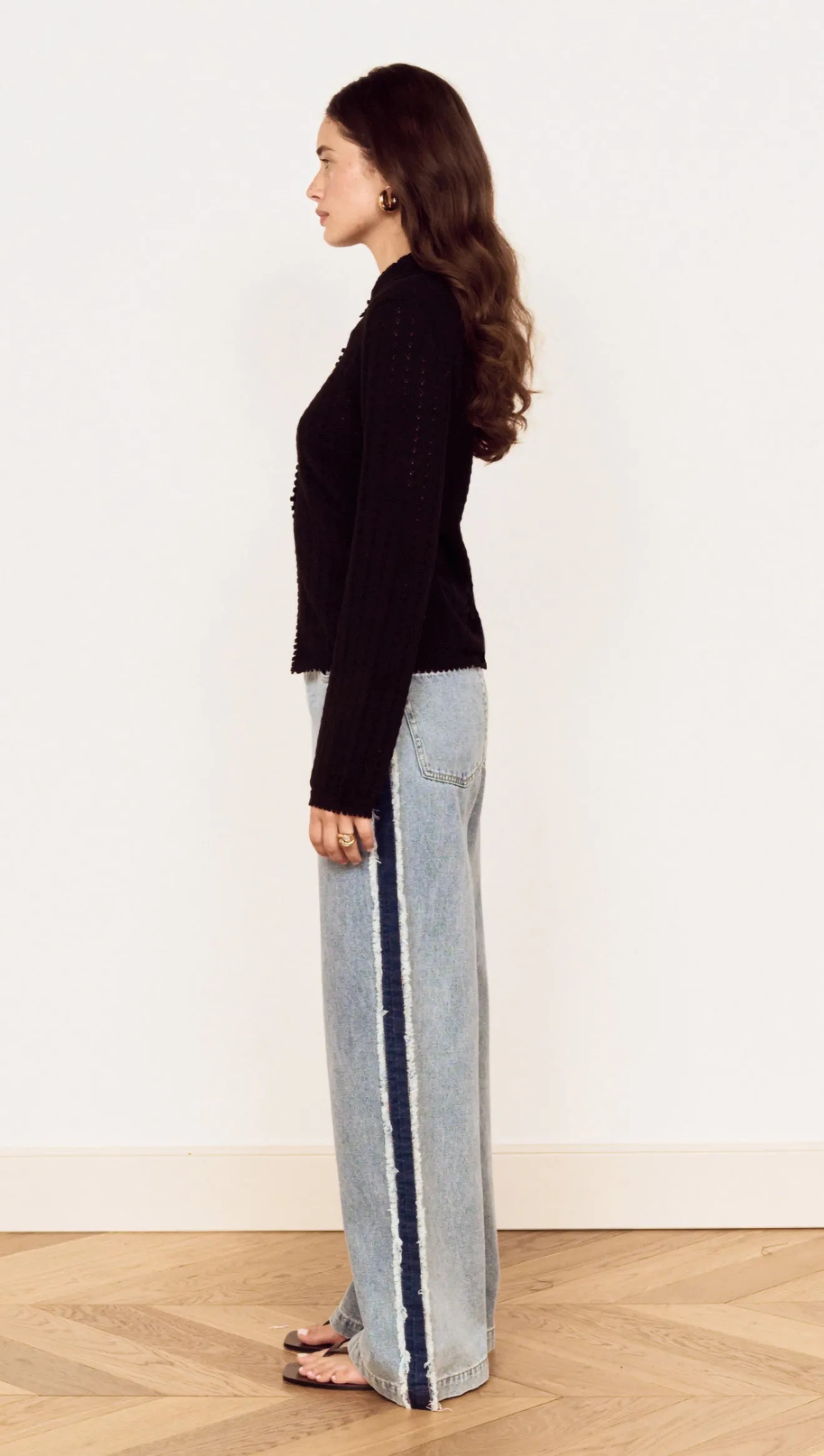 Black Scallop Edge Pointelle Cardigan sold by MINKPINK product image thumbnail 3