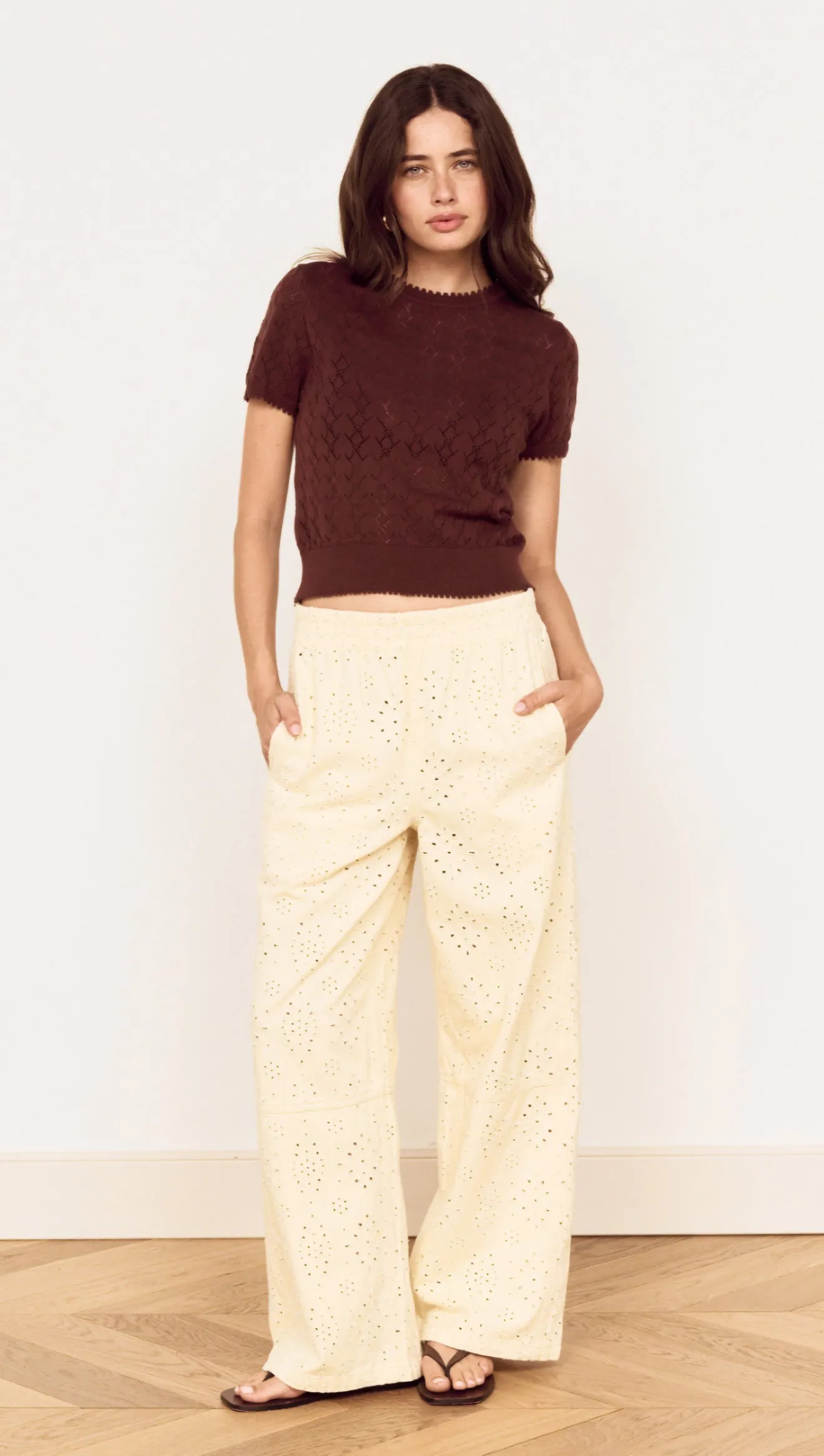 Brown Scallop Edge Knitted Tee sold by MINKPINK product image thumbnail 2