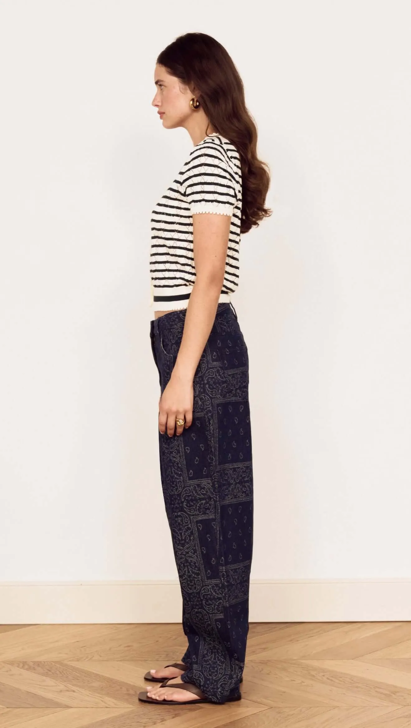 Cream Stripe Cotton Pointelle Knit Top sold by MINKPINK product image thumbnail 4