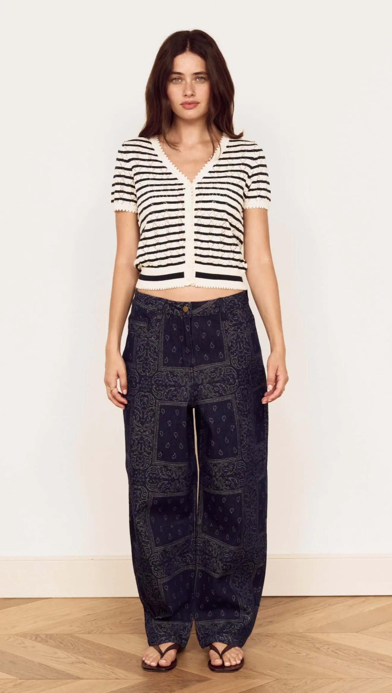 Cream Stripe Cotton Pointelle Knit Top sold by MINKPINK product image thumbnail 2