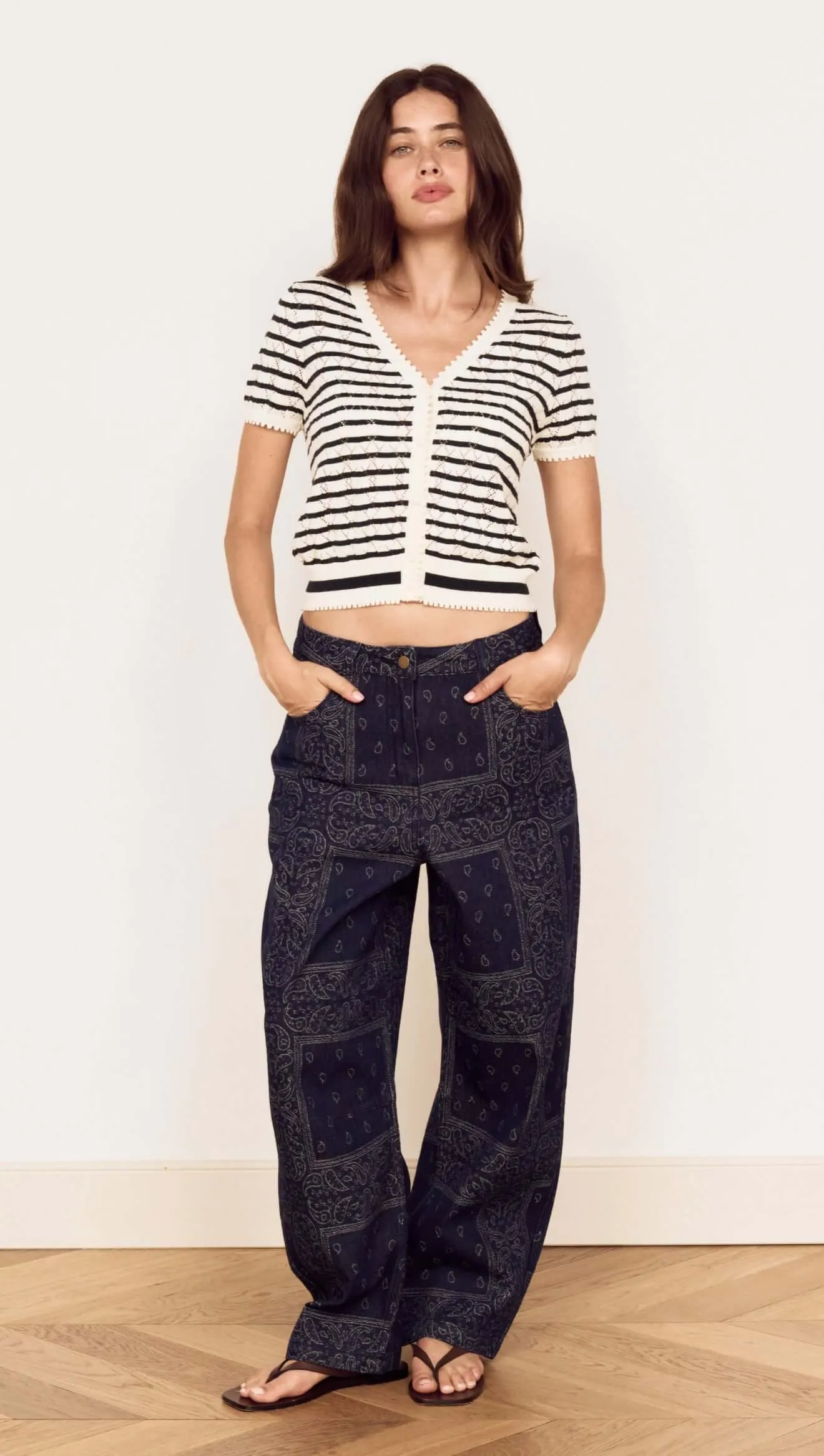 Cream Stripe Cotton Pointelle Knit Top sold by MINKPINK product image thumbnail 3