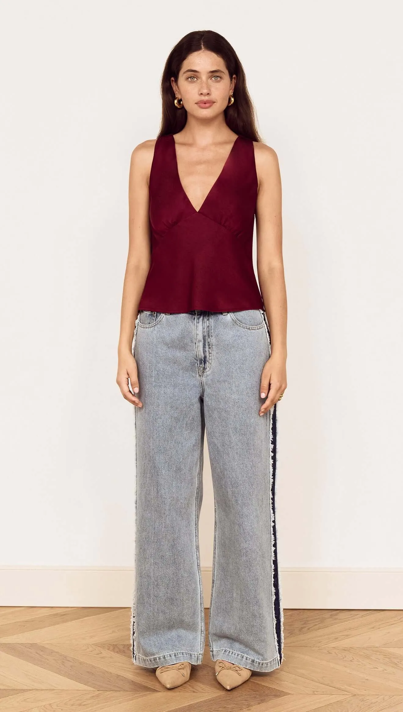 Wine Satin V-Neck Cami Top sold by MINKPINK product image thumbnail 2