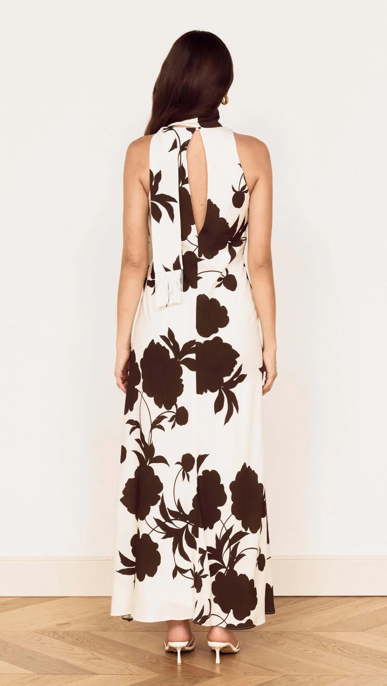 Brown and Cream Floral Halter Neck Maxi Dress sold by MINKPINK product image thumbnail 5
