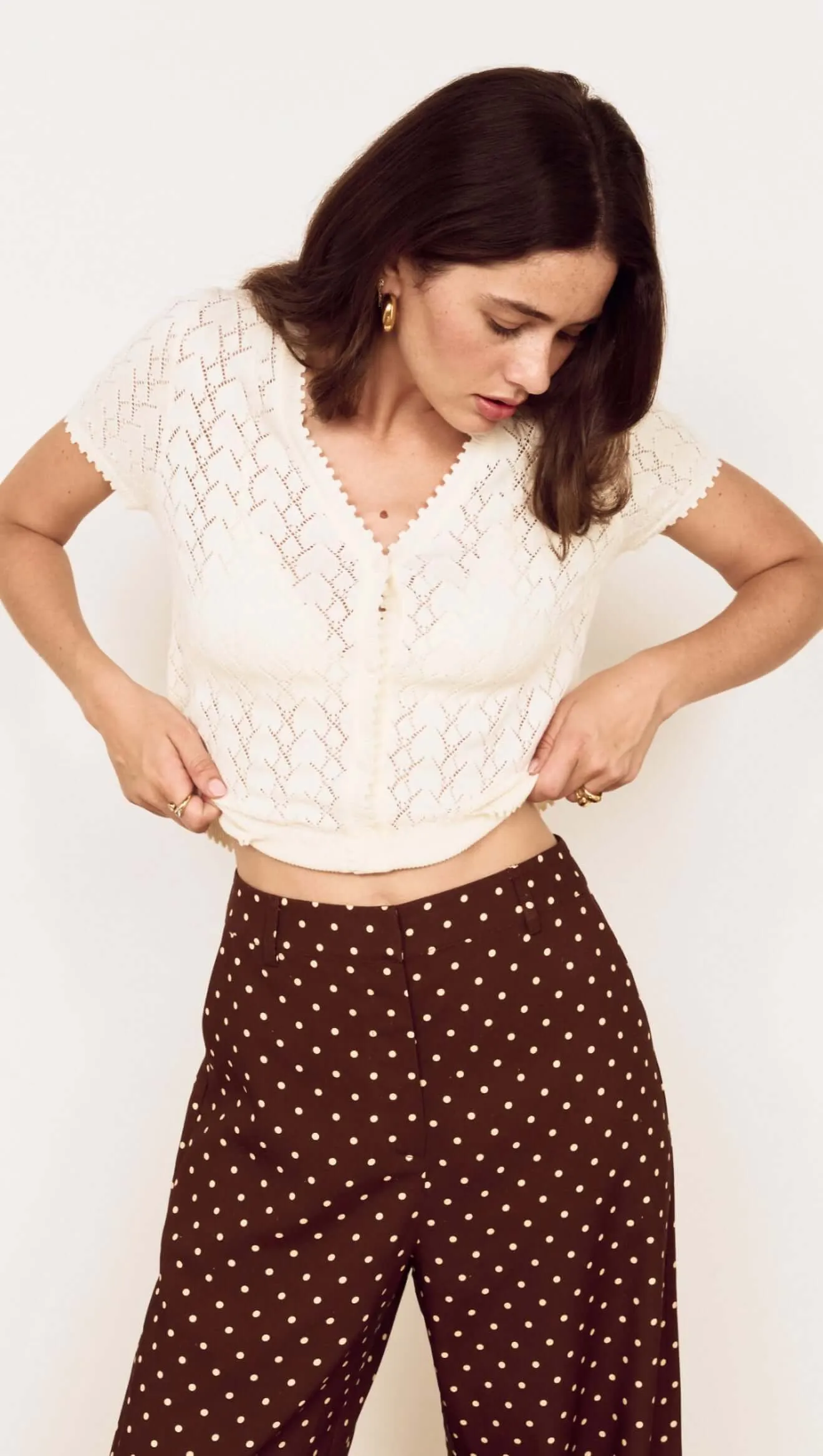 White Cotton Pointelle Knit Top sold by MINKPINK product image thumbnail 2