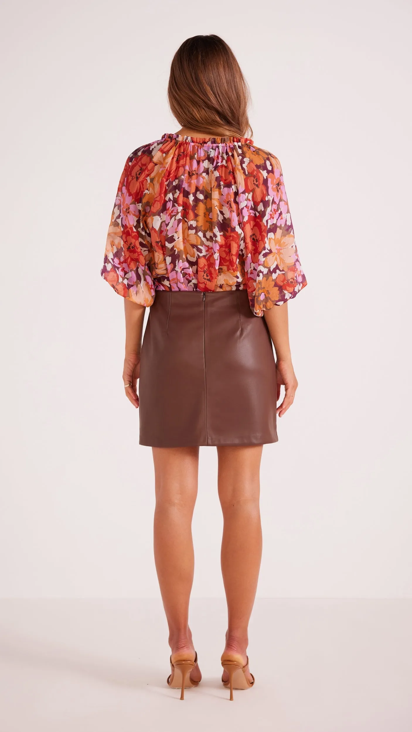 Lani Faux Leather Mini Skirt Chocolate sold by MINKPINK product image thumbnail 5
