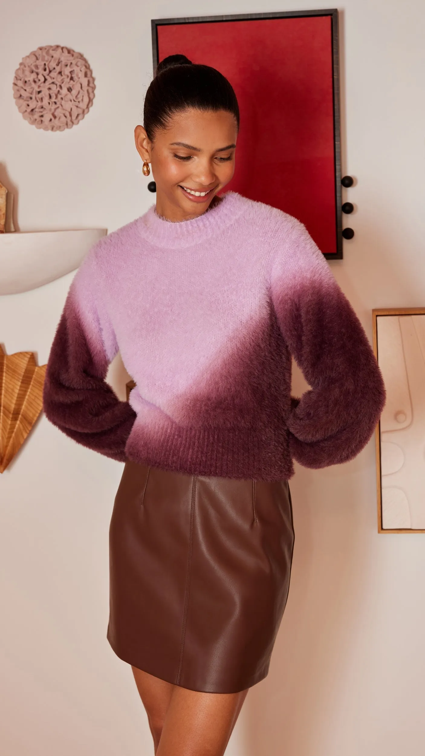 Lani Faux Leather Mini Skirt Chocolate sold by MINKPINK product image thumbnail 3