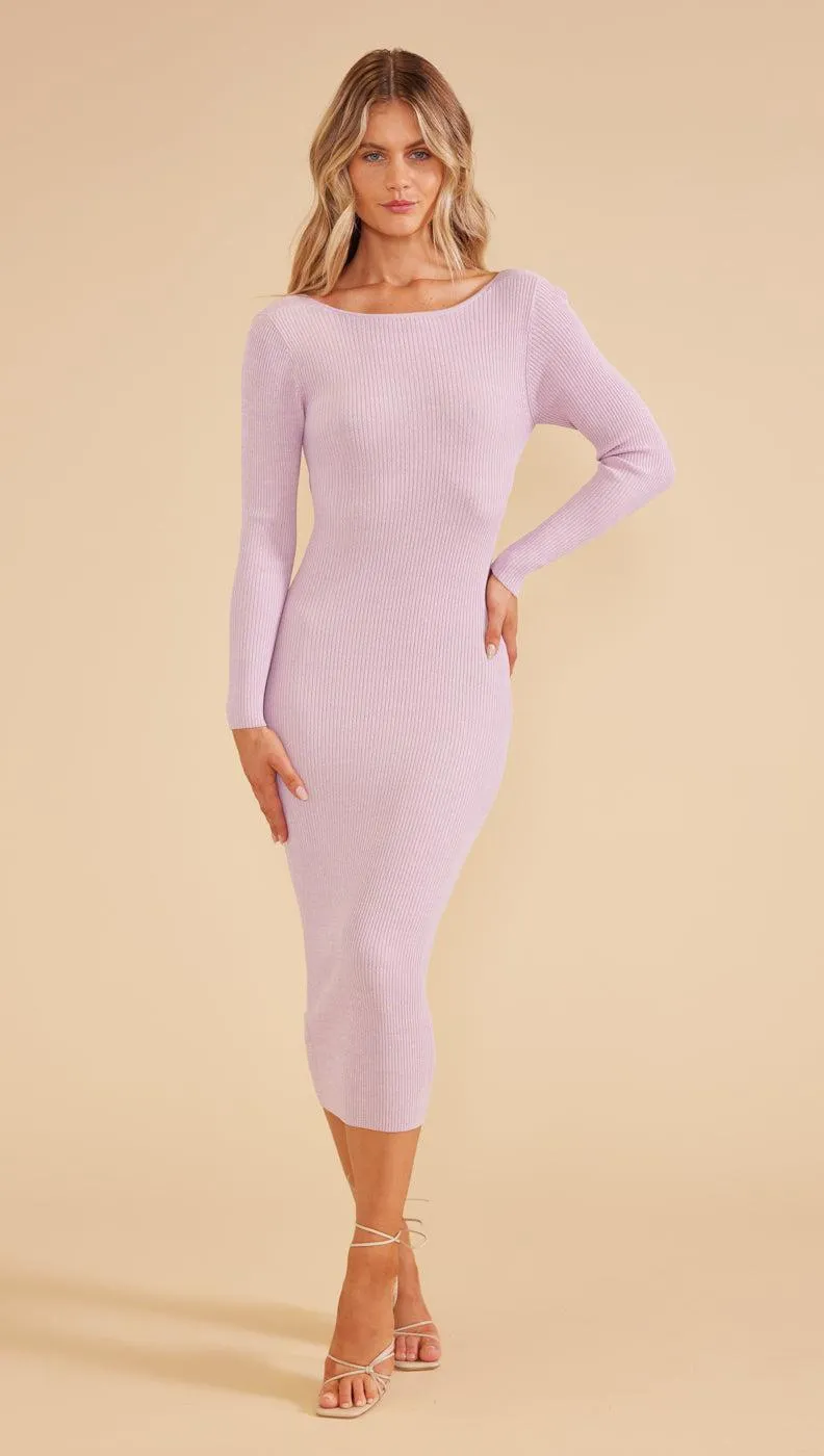 Fresco Twist Back Knit Dress Lavender sold by MINKPINK