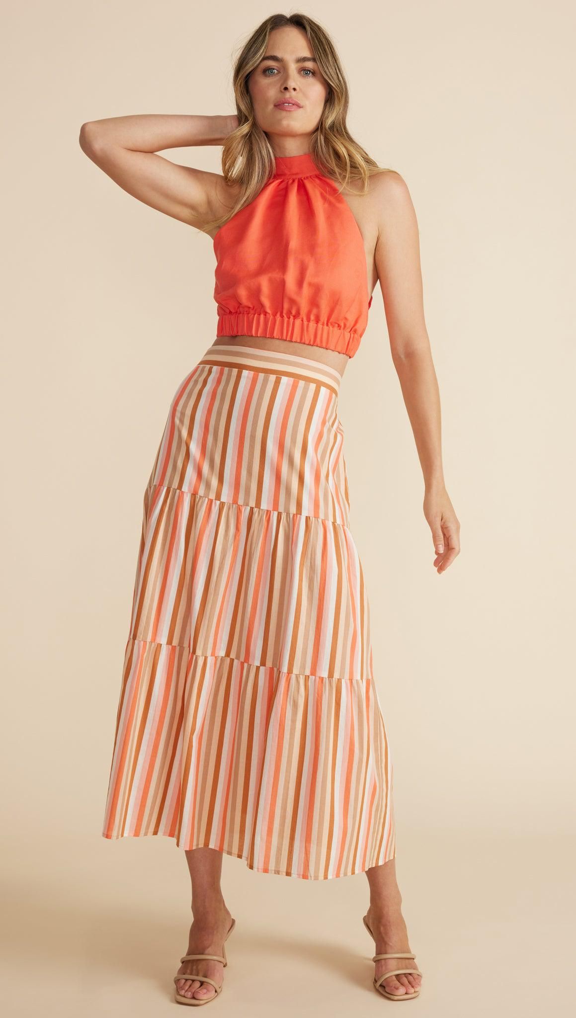 Edie Tiered Midi Skirt sold by MINKPINK