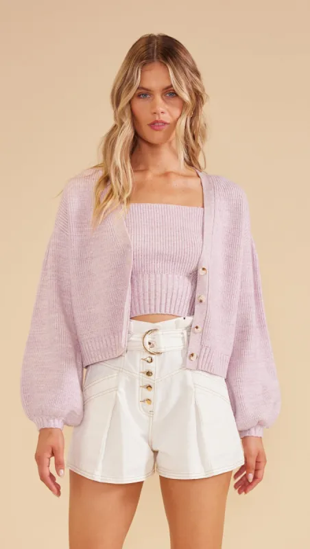 Millie Slouchy Cardigan Lilac sold by MINKPINK