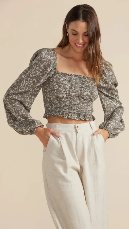 Neveah Shirred Crop Blouse sold by MINKPINK