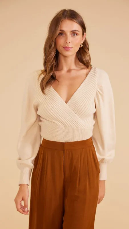 Maria Knit Top Cream sold by MINKPINK