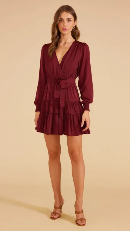 Adeline Mini Dress Wine sold by MINKPINK