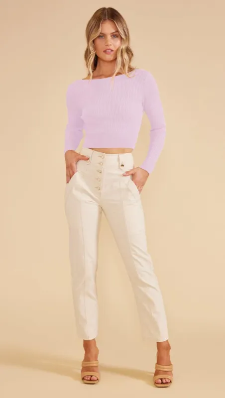 Fresco Twist Back Knit Top Lavender sold by MINKPINK