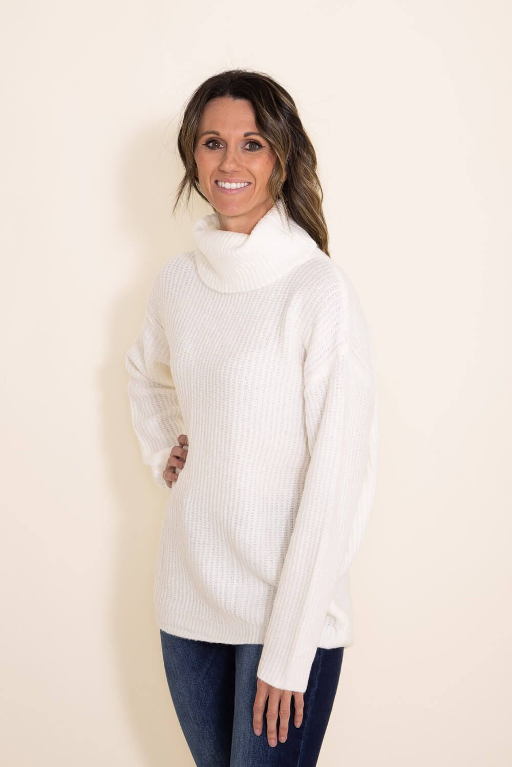 Miracle Turtleneck Cutout Sweater for Women in White | Y2205-WHITE sold by Miracle product image thumbnail 3