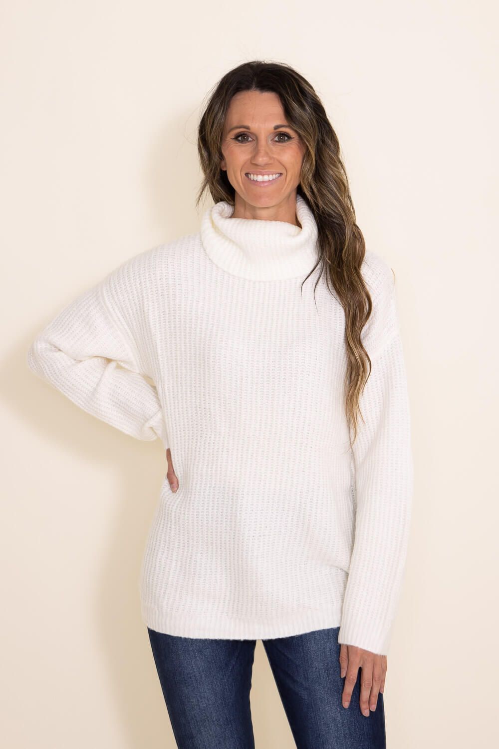 Miracle Turtleneck Cutout Sweater for Women in White | Y2205-WHITE sold by Miracle product image thumbnail 5