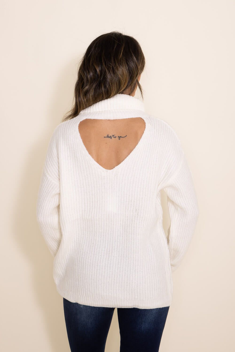 Miracle Turtleneck Cutout Sweater for Women in White | Y2205-WHITE sold by Miracle product image thumbnail 4