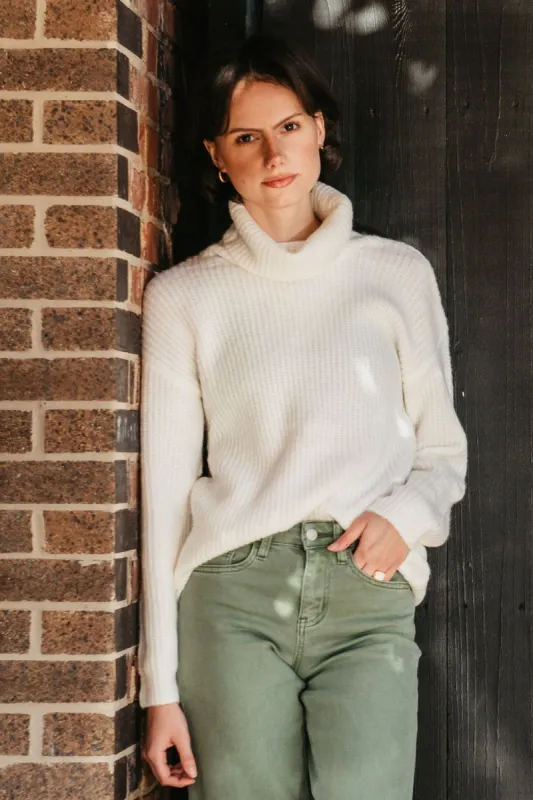 Miracle Turtleneck Cutout Sweater for Women in White | Y2205-WHITE made by Miracle