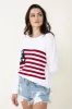 Miracle Knit American Flag Sweater for Women in White | M8167-IVORY sold by Miracle