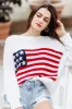 Miracle Knit American Flag Sweater for Women in White | M8167-IVORY sold by Miracle