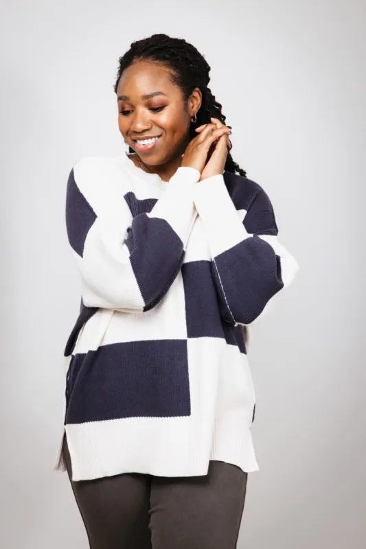 Miracle Colorblock Sweater for Women in Beige/Blue | F200-BEIGEBLUE sold by Miracle