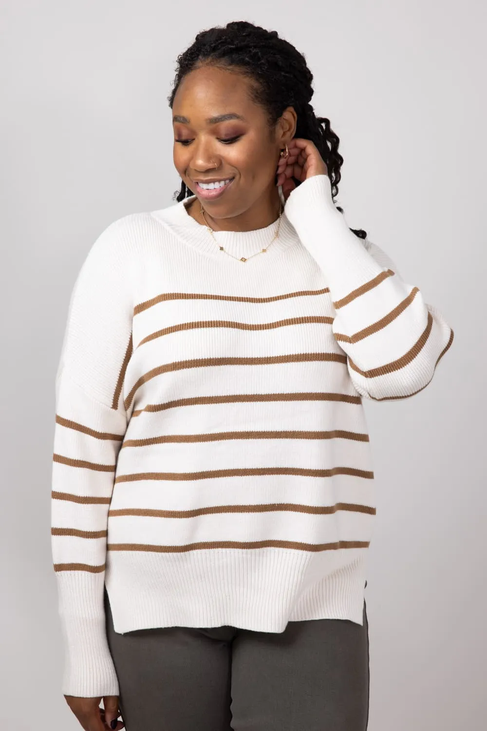 Miracle Striped Sweater for Women in Neutral | F147-NEUTRAL sold by Miracle product image thumbnail 3