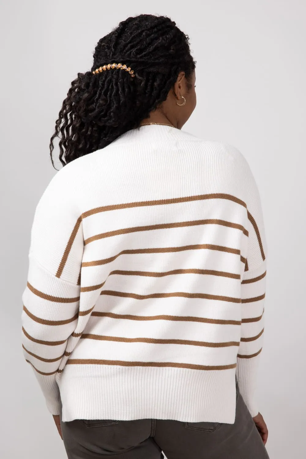 Miracle Striped Sweater for Women in Neutral | F147-NEUTRAL sold by Miracle product image thumbnail 2