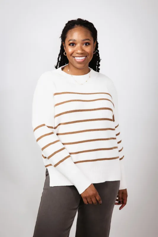 Miracle Striped Sweater for Women in Neutral | F147-NEUTRAL sold by Miracle