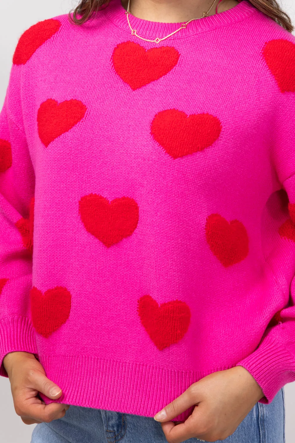 Miracle Multi Heart Sweater for Women in Hot Pink/Red | W8373-HPINK sold by Miracle product image thumbnail 3