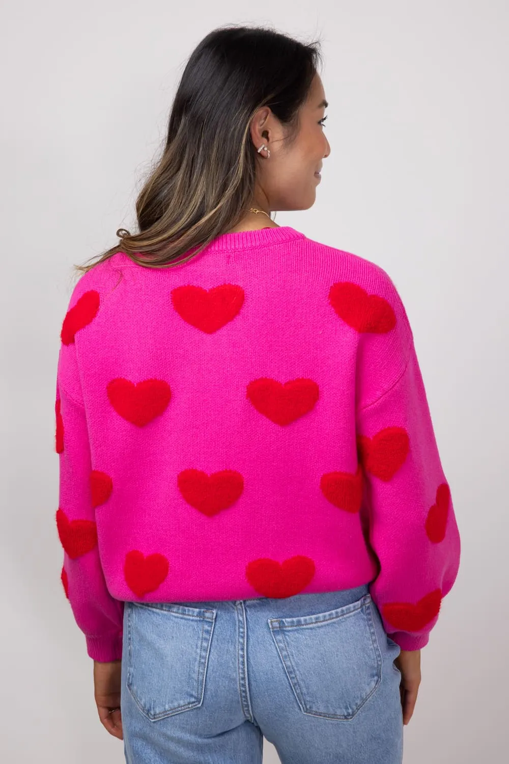 Miracle Multi Heart Sweater for Women in Hot Pink/Red | W8373-HPINK sold by Miracle product image thumbnail 2