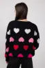Miracle Multi Colored Hearts Sweater for Women in Black | W8378-BLACK sold by Miracle