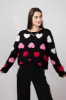 Miracle Multi Colored Hearts Sweater for Women in Black | W8378-BLACK sold by Miracle