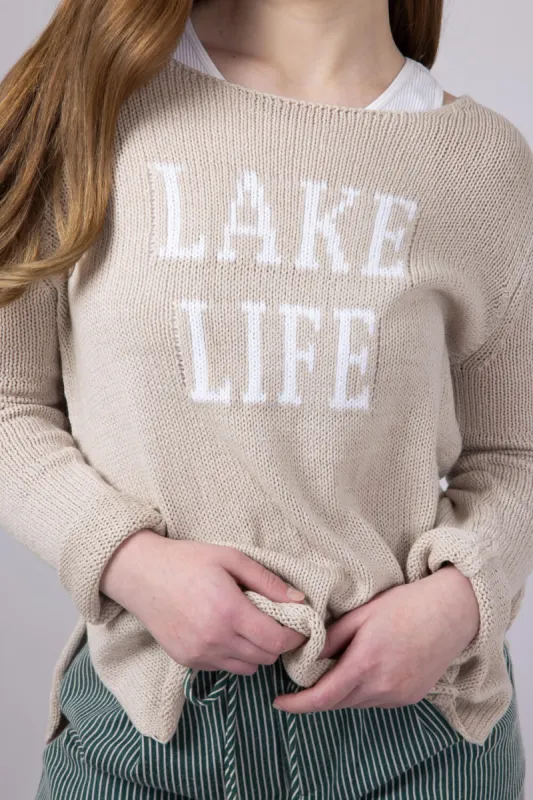 Miracle Lake Life Lightweight Sweater for Women in Khaki/Ivory | F139-KHAKIIVORY sold by Miracle
