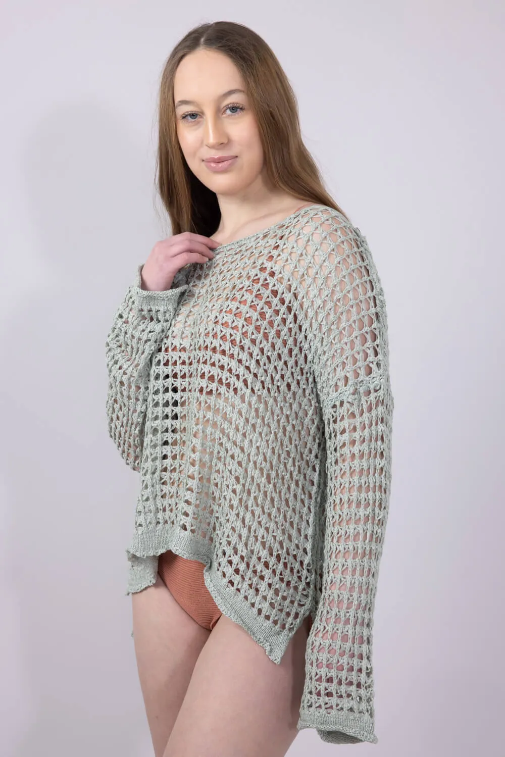 Miracle Crochet Sweater for Women in Sage | F118-SAGE sold by Miracle product image thumbnail 4
