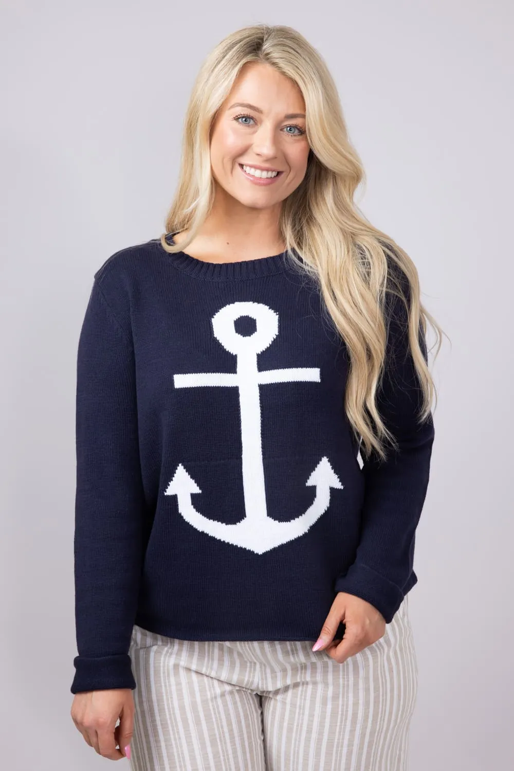 Miracle Anchor Lightweight Sweater for Women in Navy | F2112-NAVY sold by Miracle product image thumbnail 3