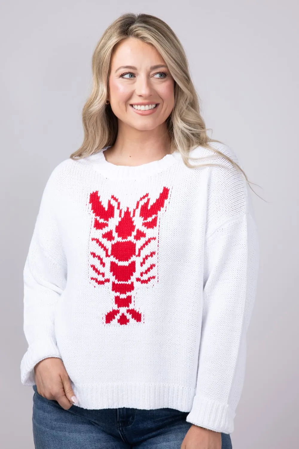 Miracle Lobster Sweater for Women in White | W8403-WHITERED sold by Miracle product image thumbnail 3