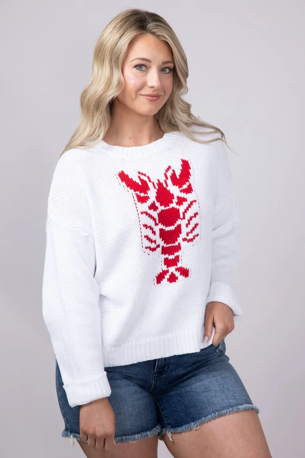 Miracle Lobster Sweater for Women in White | W8403-WHITERED sold by Miracle product image thumbnail 4