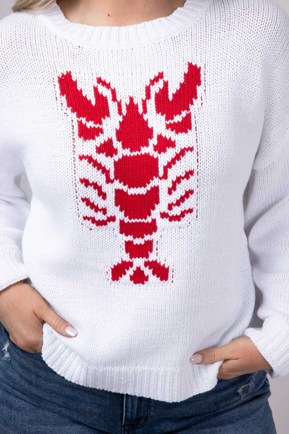 Miracle Lobster Sweater for Women in White | W8403-WHITERED sold by Miracle product image thumbnail 2