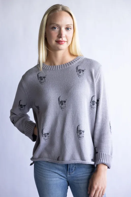 Miracle Skull Sweater for Women in Grey | W8427-SILVER sold by Miracle