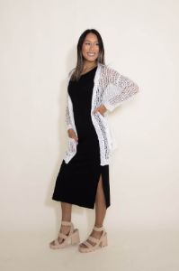 Miracle Crochet Cardigan for Women in White | W2323-WHITE sold by Miracle