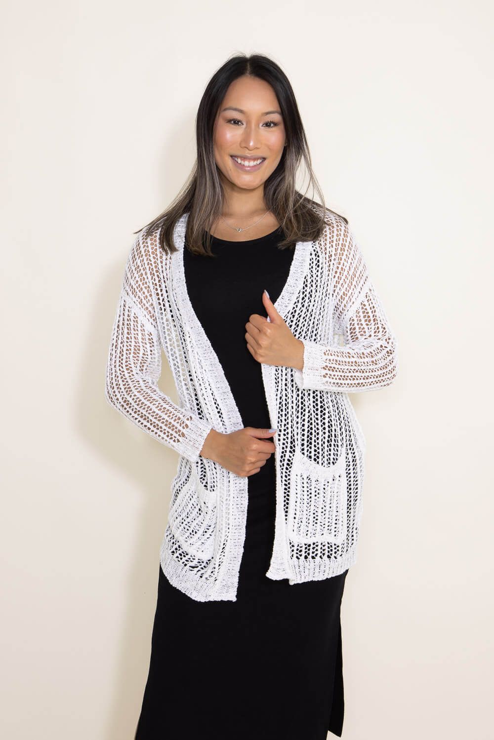 Miracle Crochet Cardigan for Women in White | W2323-WHITE sold by Miracle