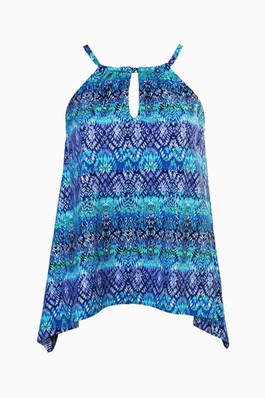 Peephole Tankini Top in Blue Curacao sold by Miraclesuit