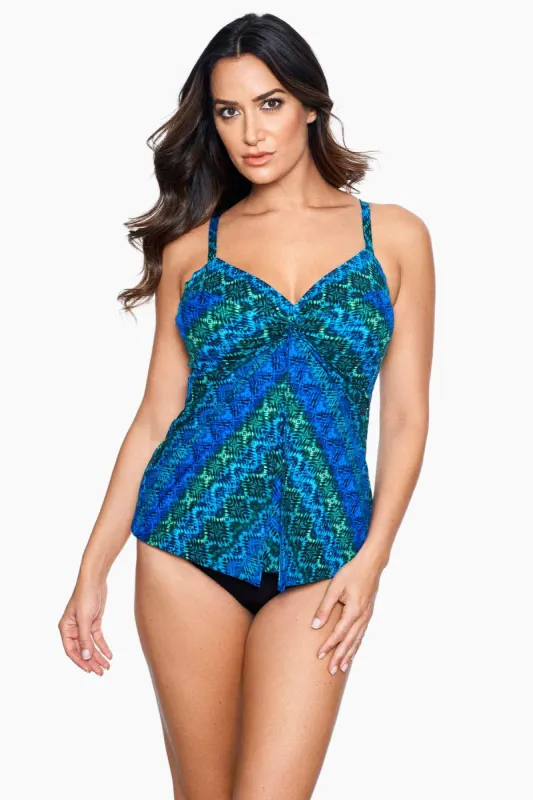 DD-Cup Love Knot Tankini Top in Ocean Ombre sold by Miraclesuit