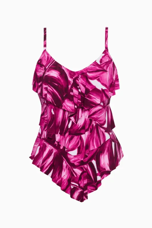 Rita Tankini Top in Pink Palmas sold by Miraclesuit