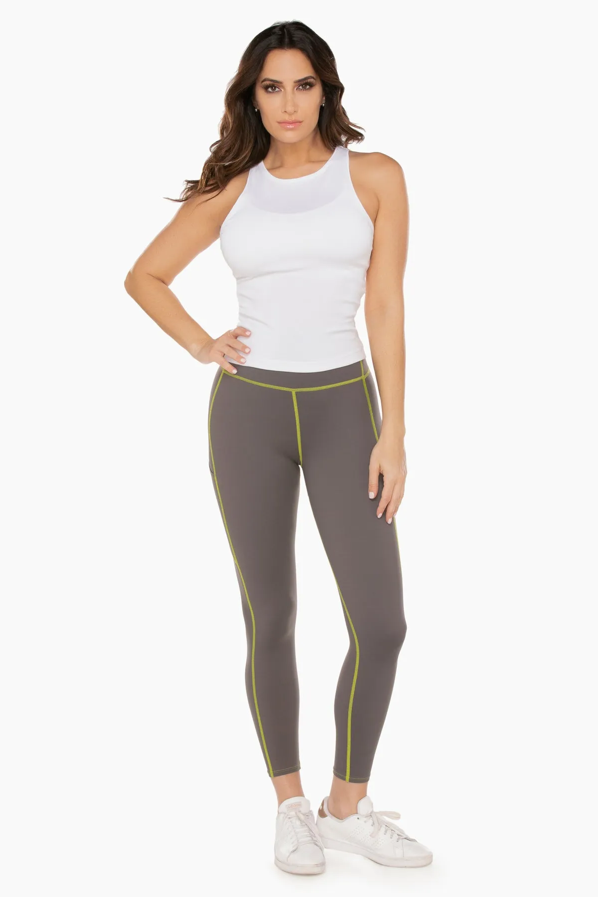 Tummy Control Performance Leggings in Pavement sold by Miraclesuit
