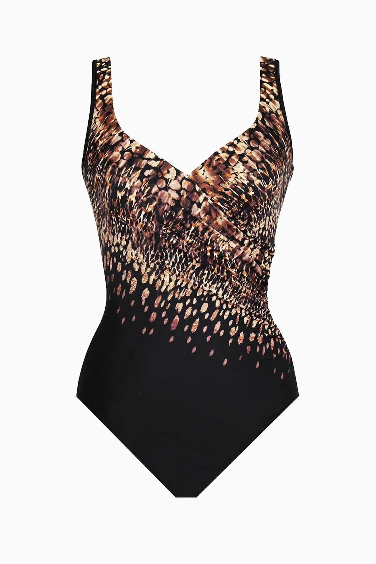 It's A Wrap One Piece in Dali Leopard sold by Miraclesuit