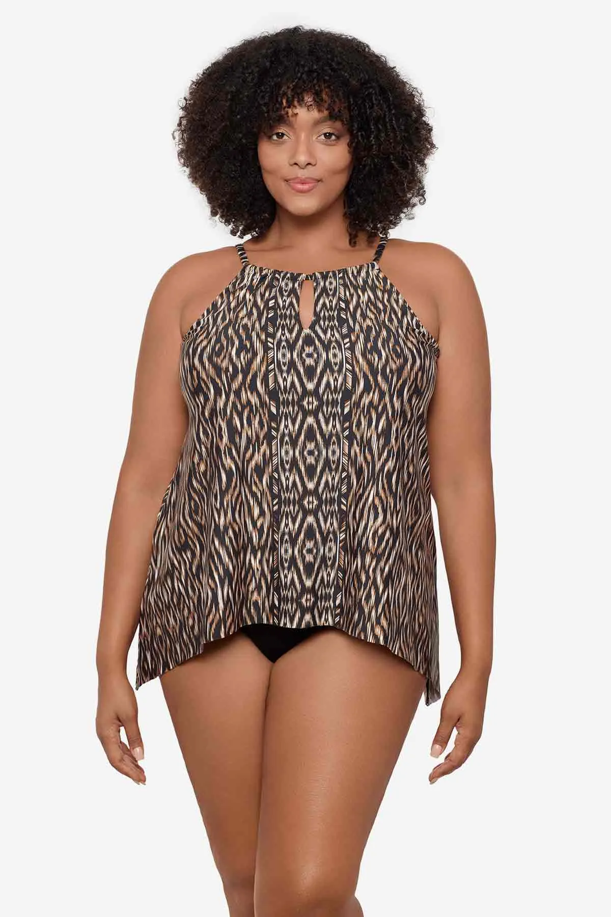 Plus Size Peephole Tankini Top in Topkapi sold by Miraclesuit
