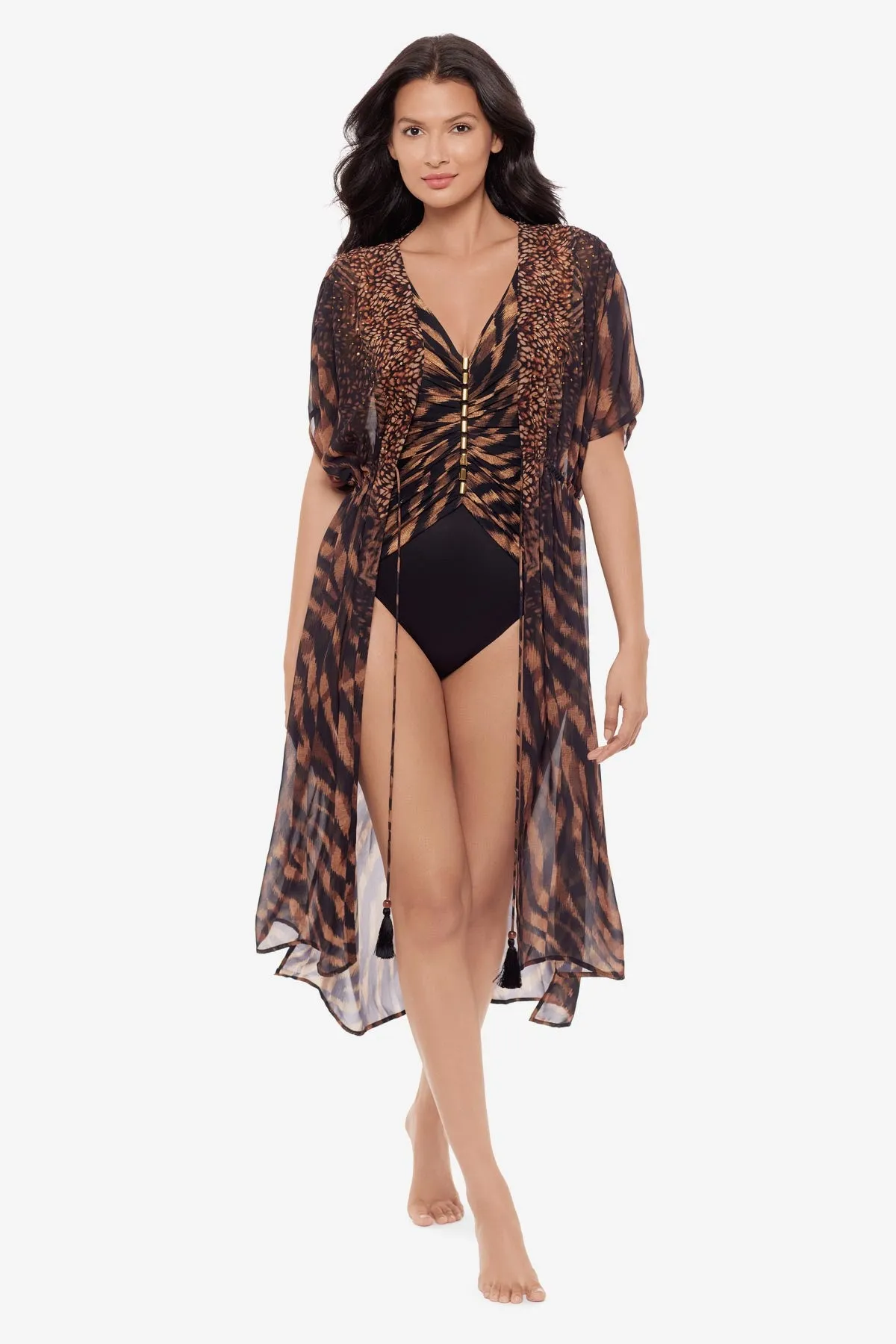 Beaded Kimono Cover Up in Raya De Safari sold by Miraclesuit product image thumbnail 3